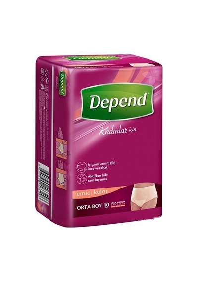 Depend Emici Külot Hasta Bezi Kadın Orta 10'lu