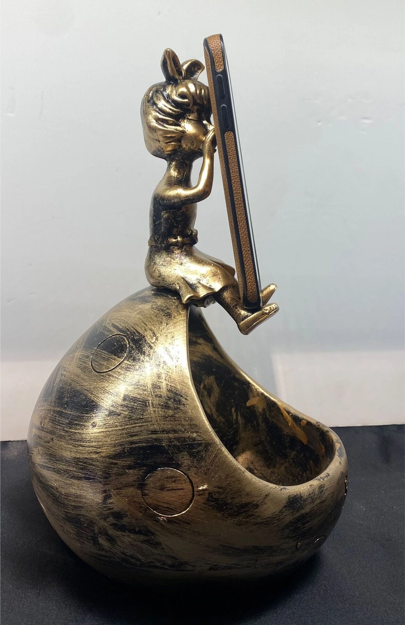Dekoratif Polyester Çerezlik&telefonluk Biblo Gold Siyah Eskitme