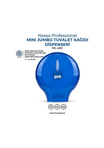 Nossa Mini Jumbo Tuvalet Kağıdı Dispenseri Mavi Renkli