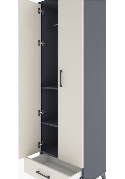 Hyperion Dolap 3 Raflı Tek Çekmeceli Tek Askılı 60x44x195 Ant... Antrasit