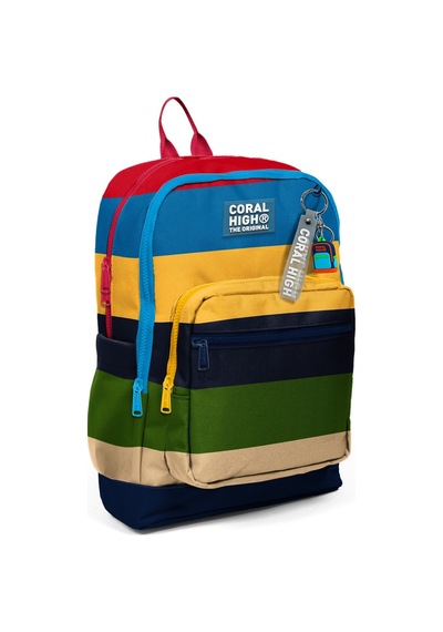 Kids Lacivert Sarı Kırmızı Çizgi Desenli 3 Lü Okul Çanta Seti Set0133212 Tek Renk