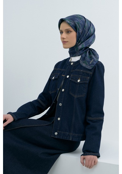 Armine Saf İpek Sura Eşarp-2026 İlkbahar-yaz- 952200d Lacivert-yeşil
