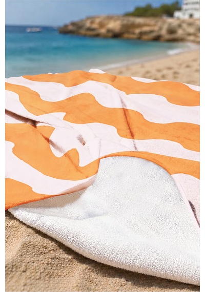 Dalgalı Çizgili Modern Plaj Havlusu - Turuncu Pembe Minimalist Havuz Deniz Hızlı Kuruyan Plaj Örtüsü Yumuşak Mercan Dalgalı Çizgili Modern Plaj Havlusu - Turuncu Pembe Minimalist Havuz Deniz Hızlı Kuruyan Plaj Örtüsü Yumuşak Mercan