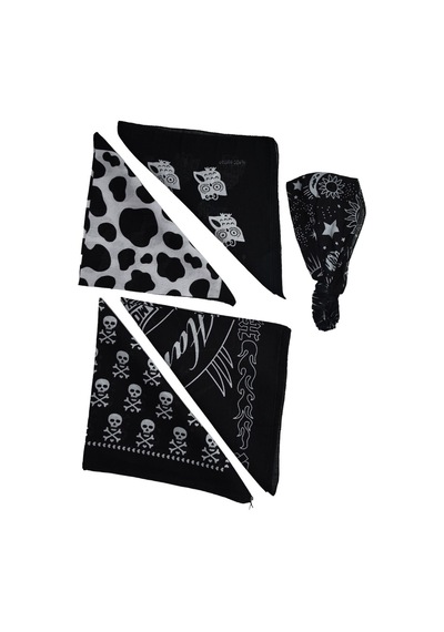 Kare Ve Lastikli Bandana Seti Kahverengi