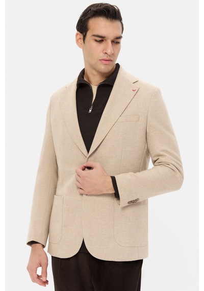D's Damat Ds Damat Slim Fit Bej Diyogonal Kumaş Ceket 5hc04ır06494m Bej