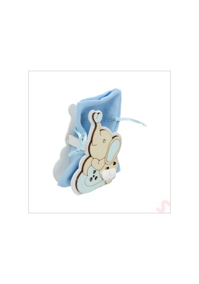 Ahşap Standlı 10cm X 8cm Kese, Fil Mavi - 1 Adet Renkli Çok Renkli