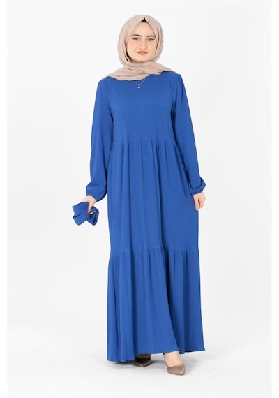 Sevitli Prenses Elbise -saks-mavi-1442-saks Mavisi Saks Mavisi