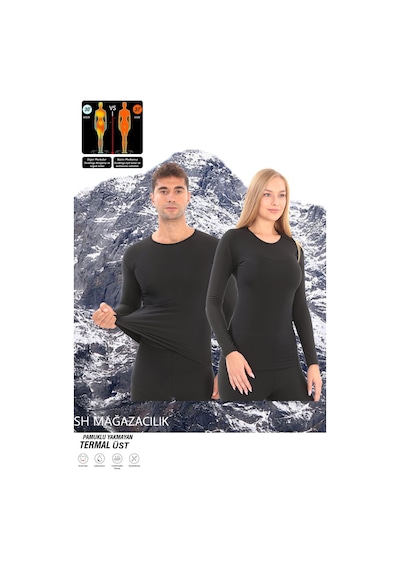 Sauna Suit Unisex Kışlık Termal Içlik, Unisex Kışlık Sıcak Tutan Pamuklu Yakmayan Üst Fanila Iclik Siyah