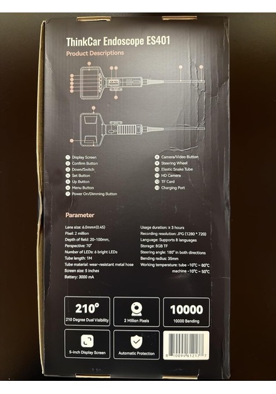 Es401 Endoskop Kamera 5 İnç 2mp Hd 180 Hareketli Uç 6 Led