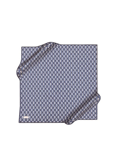 Logo Desenli Pierre Cardin Crepe Saten Eşarp Mavi1 Mavi1