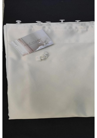 Tr Ekru Saten Güneşlik Perde - Ecru Color Satin Sunshade Curtain Thick Fabric High Quality Ekru 300 X 180 Genel