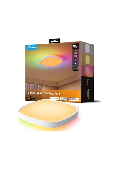 Govee RGBWW + RGBIC Matter Destekli Kare Akıllı Tavan Armatürü - 30 cm/12 İnç