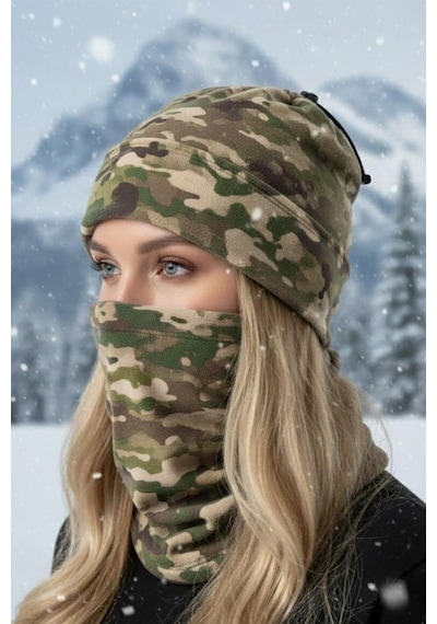 Single Sword 2 Li Set Unisex Kışlık Polar Boyunluk & Bere Olan Çok Amaçlı Soğuk Hava Korumasıı 0//multicam Çok Renkli
