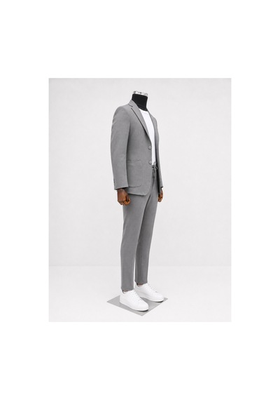 Modmen İtalyan Kesim Spor Takım Elbise Spor Jogger Takım Elbise Jakarlı Kumaş Gri