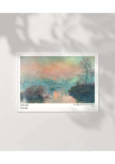 Çerçevesiz Poster Claude Monet Lavacourt'ta Seine Nehri'nde Gün Batımı