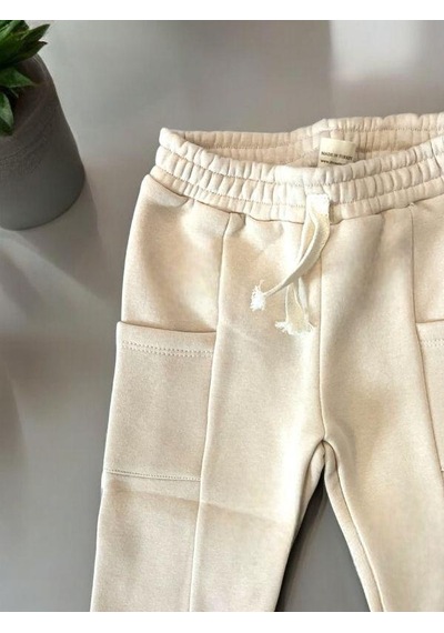 Zekids Çocuk 3 İplik Şardonlu Eşofman Alt-14209 Krem
