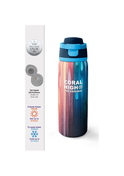 Coral High Lacivert Renkli Pipetli Ve Direkt İçim Çelik Termos 800 Ml 38550 Çok Renkli