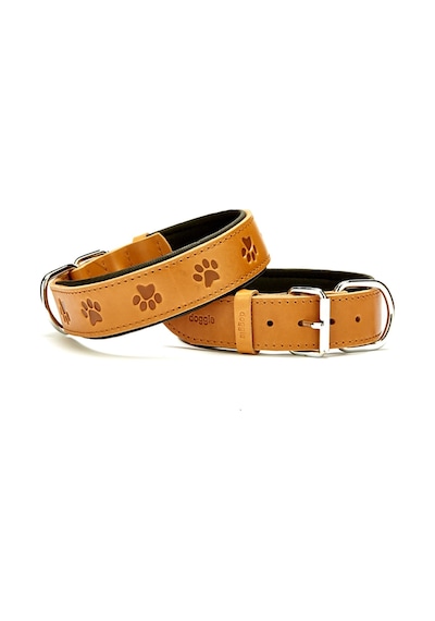 Deri Pati Desenli Köpek Boyun Tasması 4x52-60cm - Camel