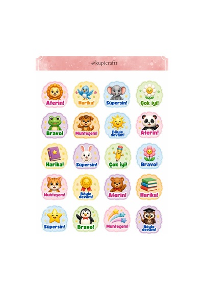 6 Sayfa Öğretmen Motivasyon Öğrenci Tebrik Sticker Seti 0