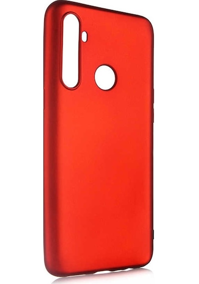 Kilifone - Realme Uyumlu 5i - Kılıf Mat Renkli Esnek Premier Silikon Kapak - Kırmızı