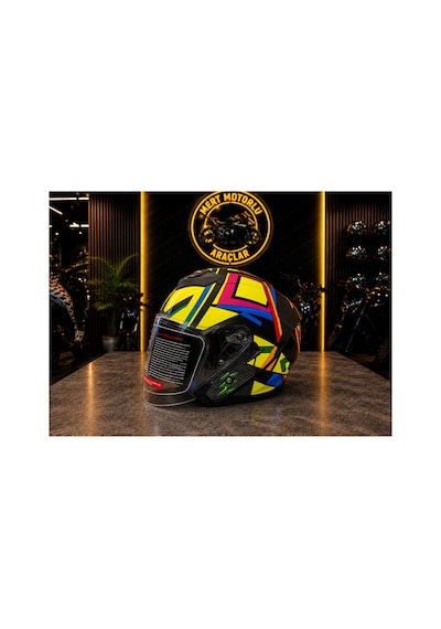 Jk 526 Güneş Vizörlü Karışık Renk Kask H4 Siyah