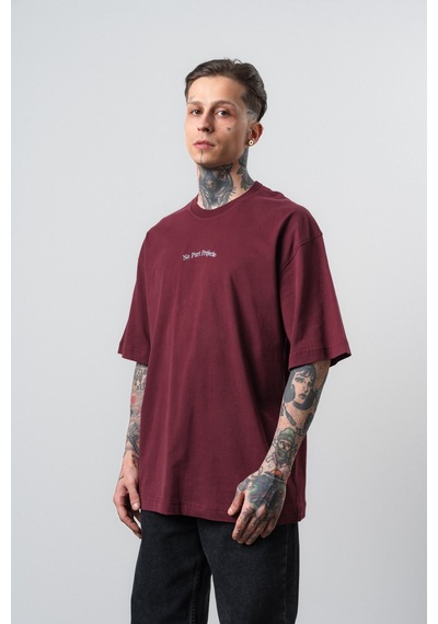 Respire Erkek No Port Baskılı Oversize T-shirt Bordo