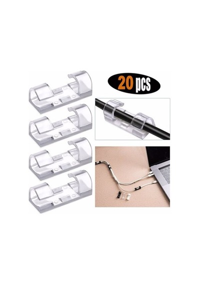 20&amp Apos Li Yapışkanlı Kablo Sabitleyici Şeffaf Klips Go-53-vice 03884