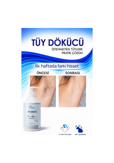 Blue Skin Care Tüy Dökücü Ve Tüy Azaltıcı Tüy Alma Krem Tüm Cilt Tipleri Için Lazer Epilasyon Etkili