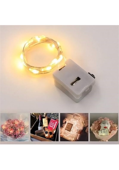 1 Metre Sarı Peri Led Işık Piller Dahil Dekoratif Aydınlatma Su Geçirmez