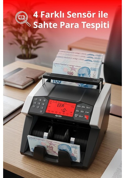 Aprilla Abc-8820 Para Sayma Makinesi / 1000 Adet/dk &amp Oyuncak Banknot Tespit &amp Müşteri Ekranı