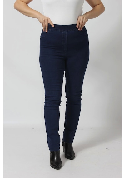 Moda Berray R001 Beli Lastikli Esnek Büyük Beden Mevsimlik Mavi Kot Pantolon Mavi