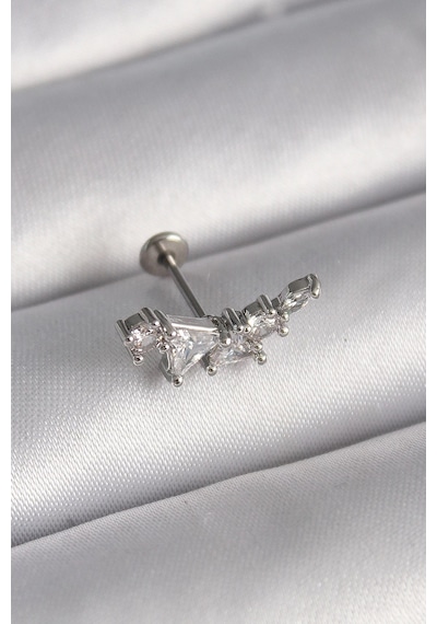 Mey İthalat 316l Çelik Gümüş Renk Zirkon Taşlı Tragus Piercing 21049084