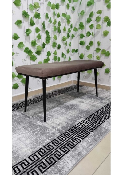 Özcan Metal Siyah Metal Ayaklı Metal Kasalı Bench Mutfak Salon Antre Yatak Odası Balkon Puf Bank Kahverengi