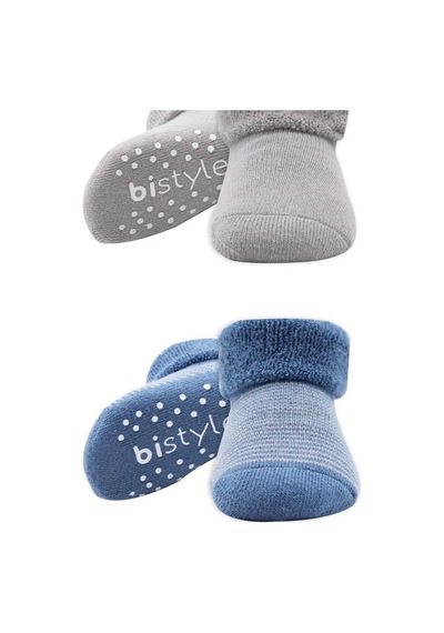 Bistyle Çemberli Kaymaz Havlu Soket Çorap 2'li Bs10503 İndigo Gri İndigo Gri İndigo - Gri