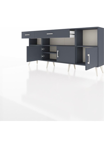 Arges Konsol 5 Raflı 2 Çekmeceli 3 Kapaklı 176x30x83 Antrasit-antrasit/antrasit Antrasit/antrasit