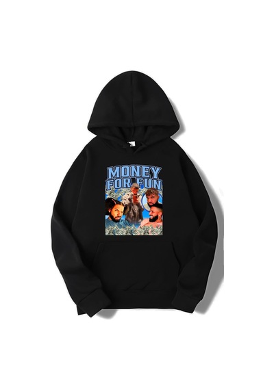 Brz Collection Unisex Oversize Money For Fun Hoodie Siyah