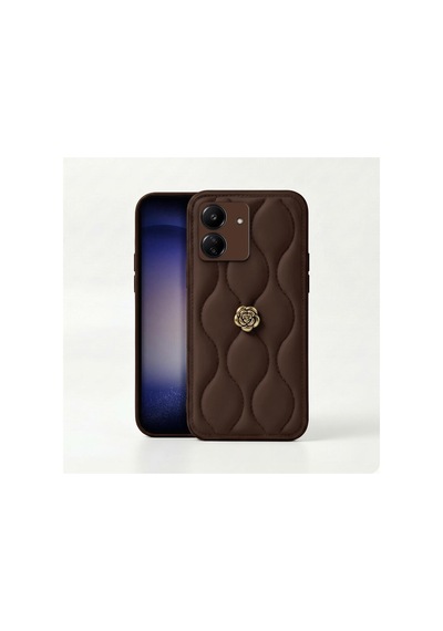 Xiaomi Redmi 13c  Kılıf Zebana Camellia Deri Kılıf Kahverengi