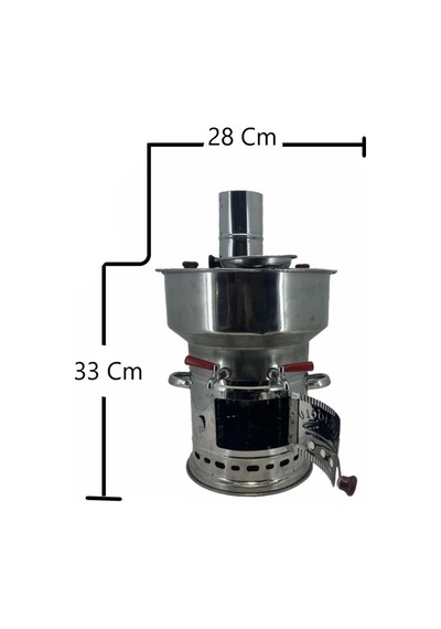 Paslanmaz 304 Çelik 10 L Çift Hazneli Demlikli Semaver