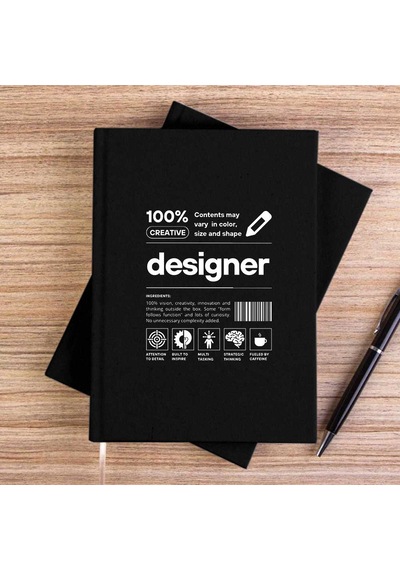 Designer Siyah Çizgisiz Kanvas Defter