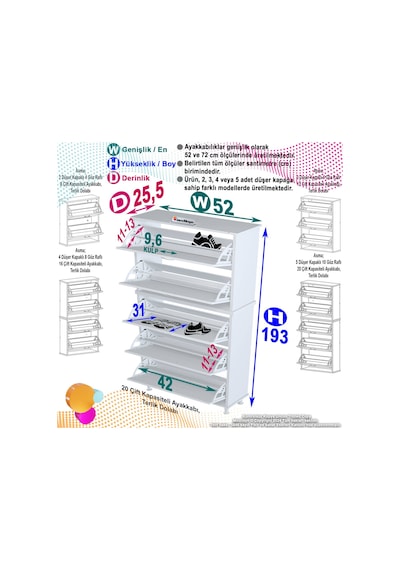 Modilayn Varbi Umay' 2 Li Kapı Önü 52 X193x 25, 5 Cm Lik 5 Düşer Kapak 10 Göz Raf Ayakkabılık Meşe Modilayn Varbi Umay' 2 Li Kapı Önü 52 X193x 25, 5 Cm Lik 5 Düşer Kapak 10 Göz Raf Ayakkabılık Meşe