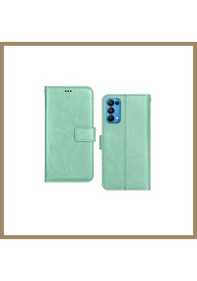 Kahveci.store Reno 5 Trend S Plus Kapaklı Telefon Kılıf - Su Yeşili 22