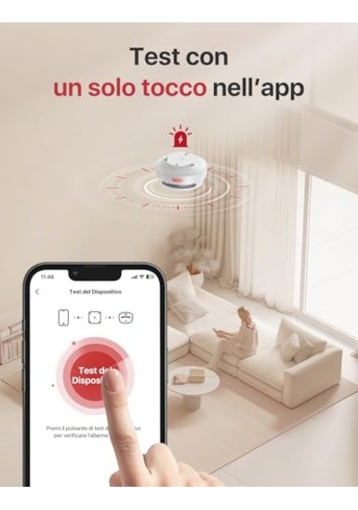 Akıllı Duman Dedektörü Xs01-m, Wi-fi Duman Dedektörü, Fs31/fs61/fs121, Sbs50 Baz İstasyonu Ve Home Security App İle , 85 Db Uyarı Sinyali, Bağlantılı Mini Duman Ve Yangın, 1 Adet