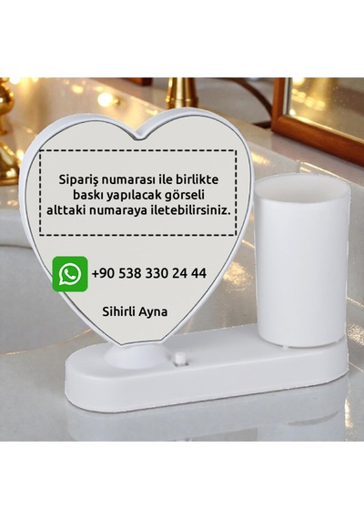 Kalemlikli Kalpli Sihirli Ayna Kişiye Özel Fotoğraf Baskılı