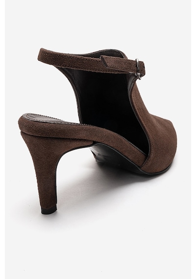 Luvishoes Rosalıe Kahverengi Süet Sivri Burunlu Kadın Topuklu Ayakkabı