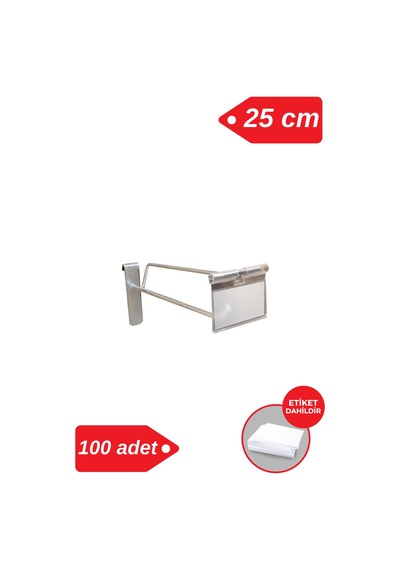 Tel Pano Kancası 25 Cm Galvaniz Etiketli Raf Askısı Raf Kancası Mağaza Düzenleme 100 Adet