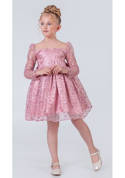 Mnk Baby & Kids Ruche Lipa Kız Çocuk Abiye M00783 Pembe