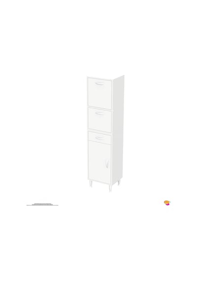 Modilayn Vio Çok Amaçlı Dolap: 40x163.4x32,5 Cm Ölçülerinde, Çekmeceli Ve Kapaklı Mutfak Dolabı. Beyaz