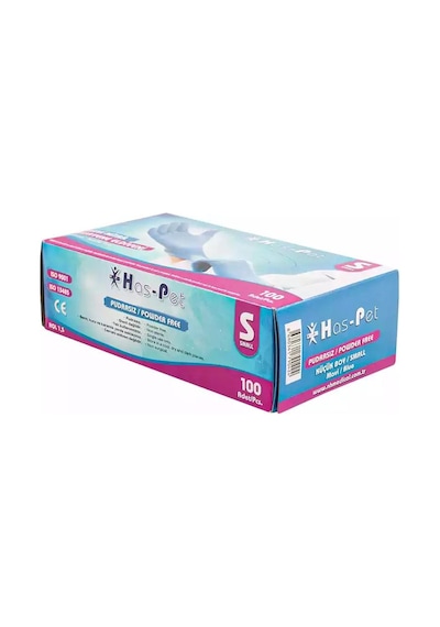Pudrasız Mavi Nitril Eldiven Small Haspet 100lü