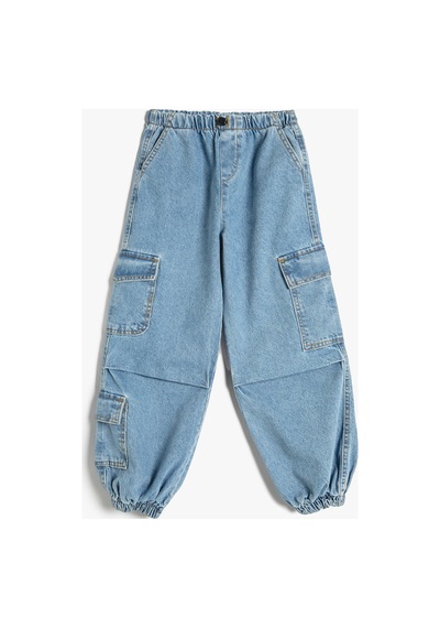 Koton Kız Çocuk Paraşüt Kot Pantolon Cepli Beli Ayarlanabilir Lastikli Pamuklu - Parachute Jean İndigo Koton Kız Çocuk Paraşüt Kot Pantolon Cepli Beli Ayarlanabilir Lastikli Pamuklu - Parachute Jean İndigo