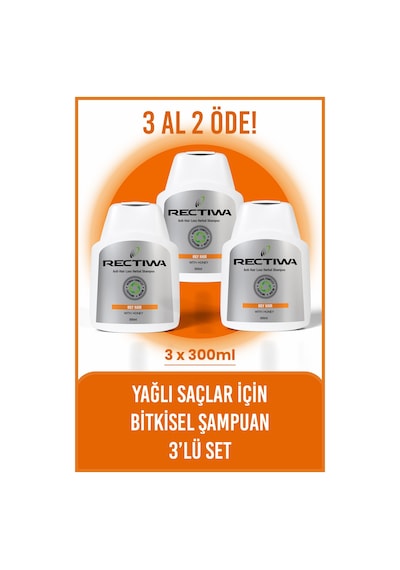 Rectiwa Yağlı Saçlar için Şampuan 3 x 300 ML